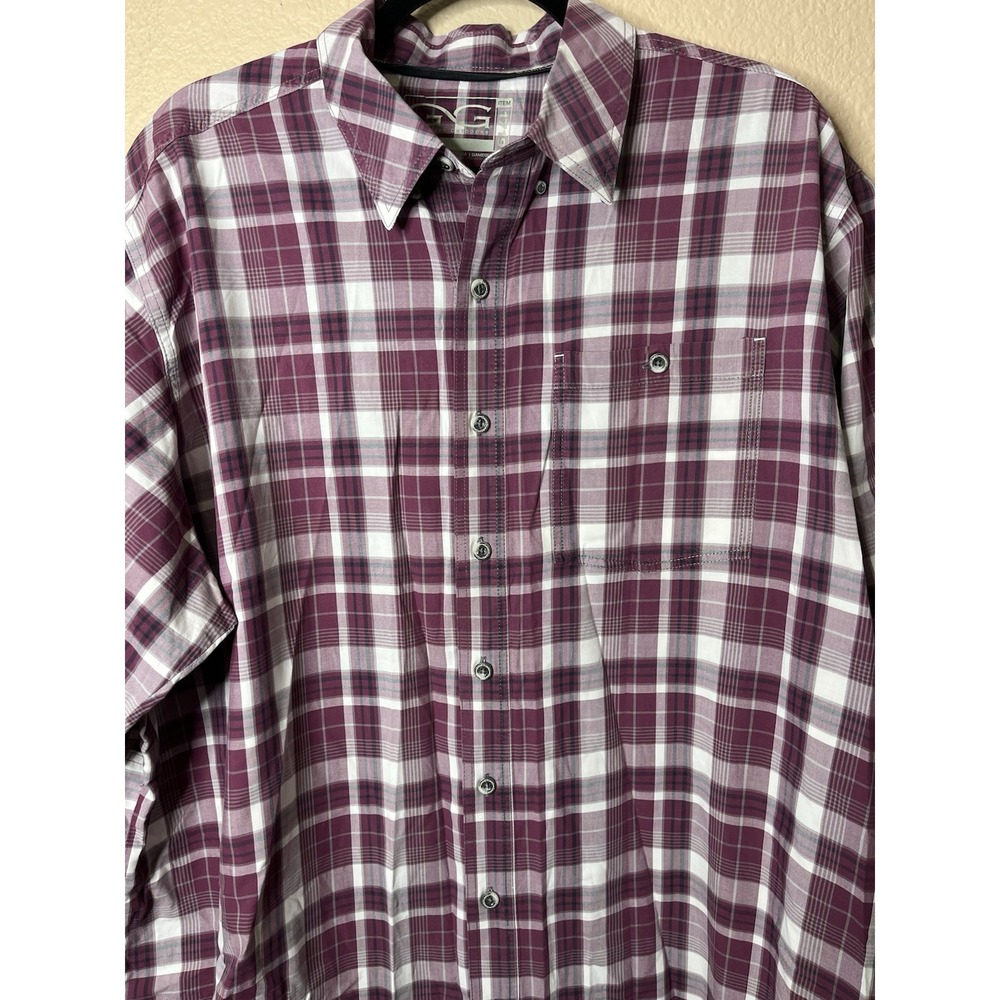 3/$20 Gameguard Outdoors 3X‎ Button Vented Shirt Maroon Plaid Short Sleeve